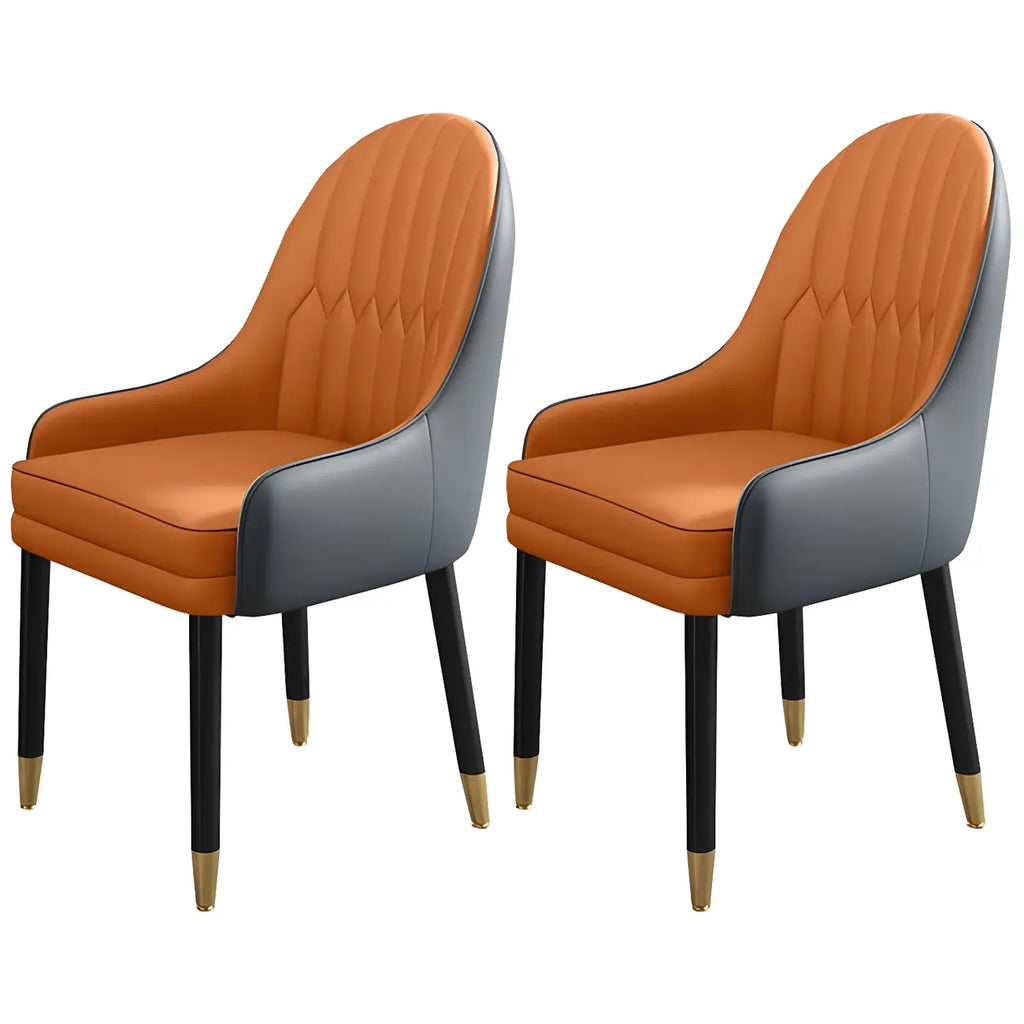 Chaise de salle à manger moderne en cuir avec accoudoirs