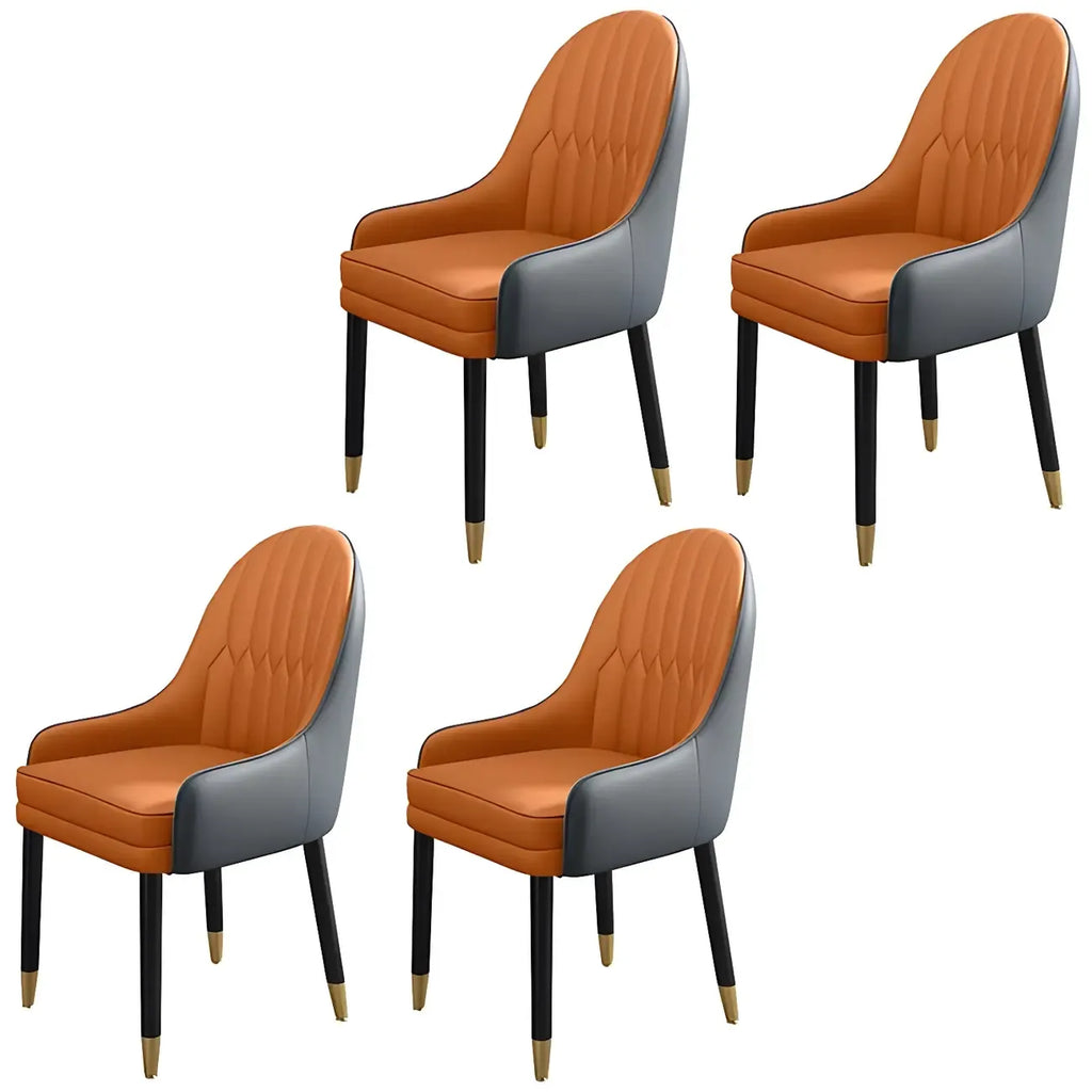 Chaise de salle à manger moderne en cuir avec accoudoirs