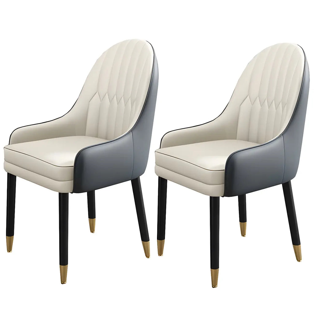 Chaise de salle à manger moderne en cuir avec accoudoirs