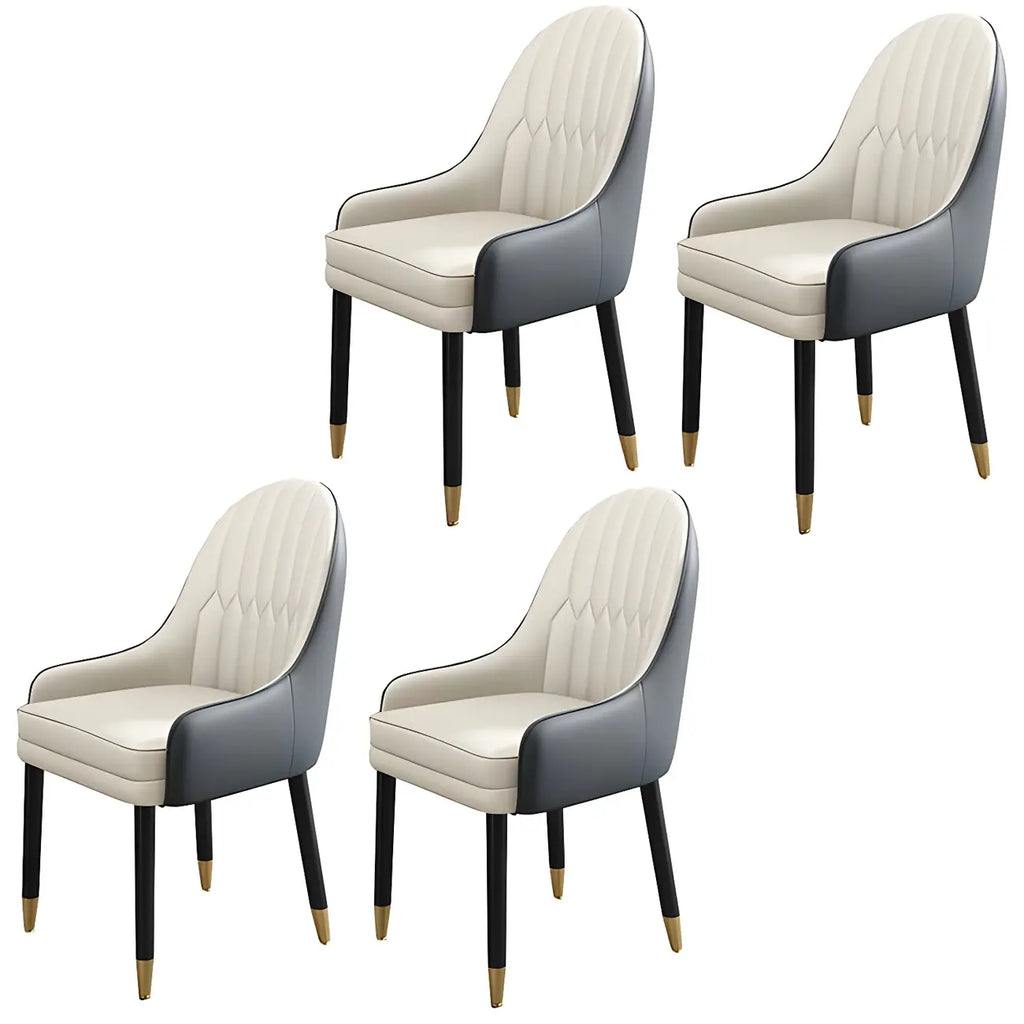 Chaise de salle à manger moderne en cuir avec accoudoirs