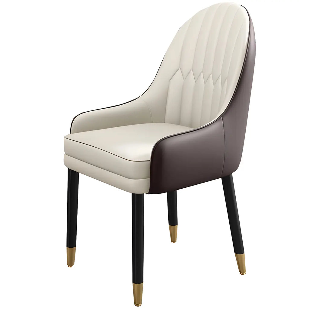 Chaise de salle à manger moderne en cuir avec accoudoirs