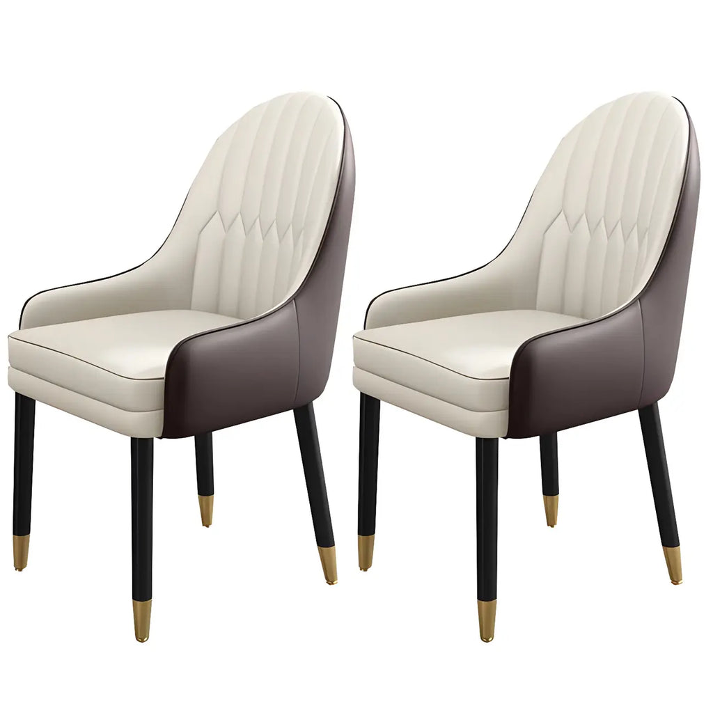 Chaise de salle à manger moderne en cuir avec accoudoirs