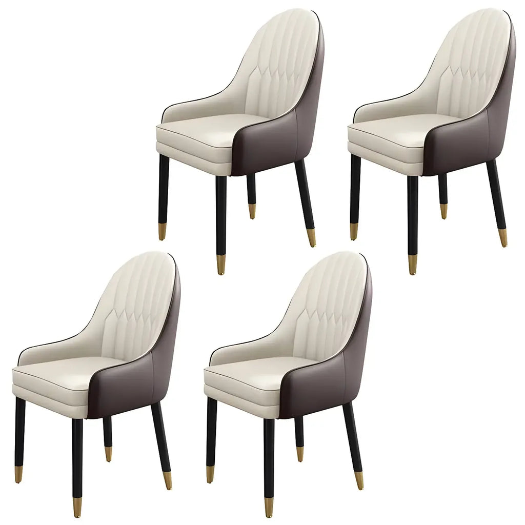 Chaise de salle à manger moderne en cuir avec accoudoirs