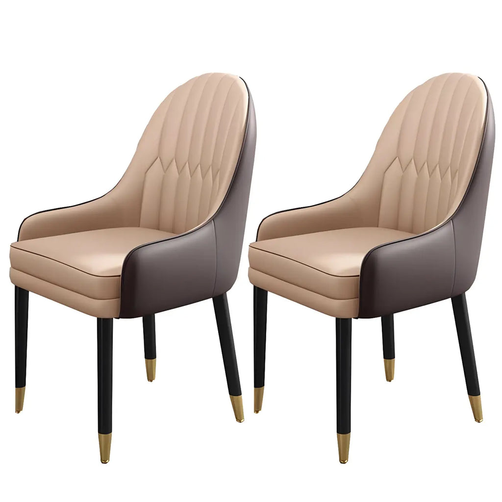 Chaise de salle à manger moderne en cuir avec accoudoirs