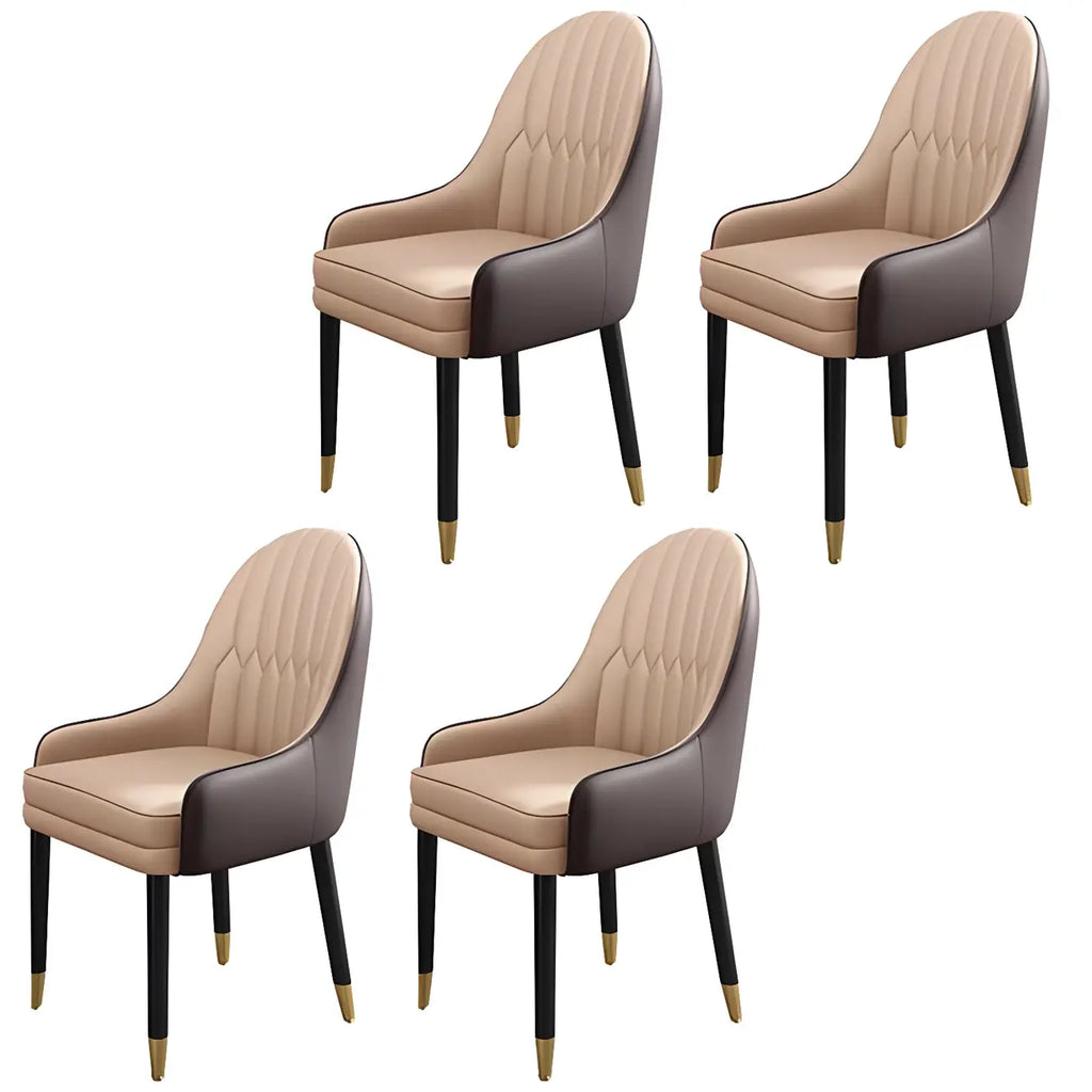 Chaise de salle à manger moderne en cuir avec accoudoirs