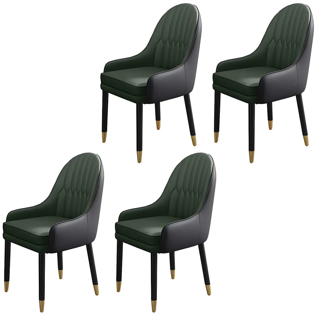 Chaise de salle à manger moderne en cuir avec accoudoirs