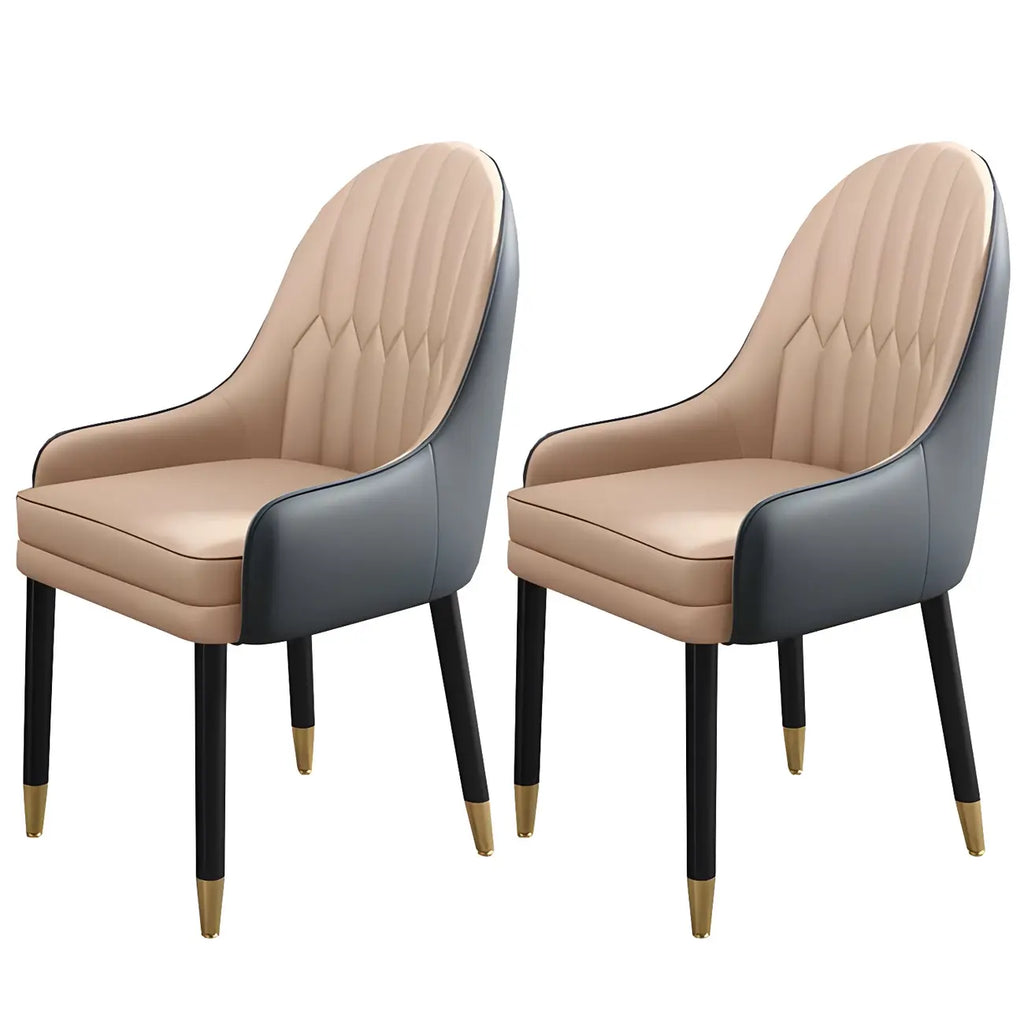 Chaise de salle à manger moderne en cuir avec accoudoirs