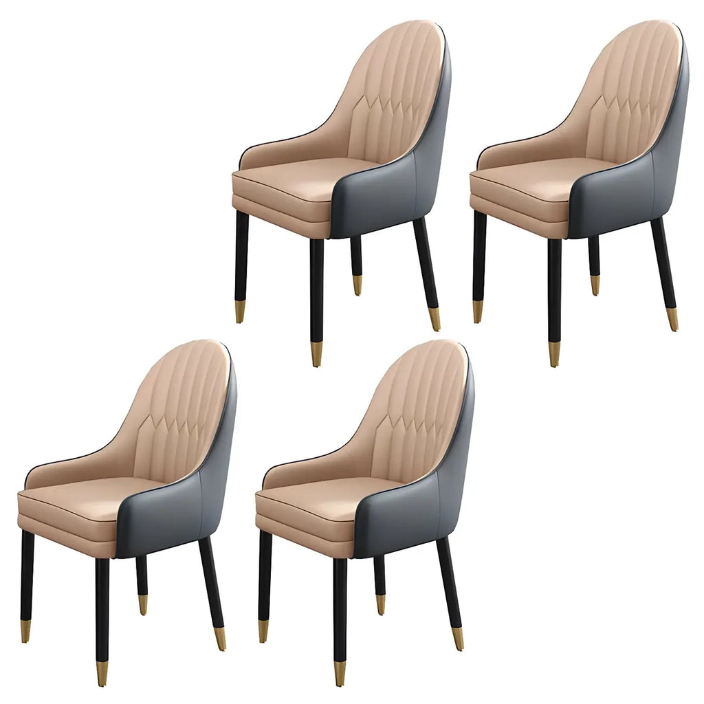 Chaise de salle à manger moderne en cuir avec accoudoirs