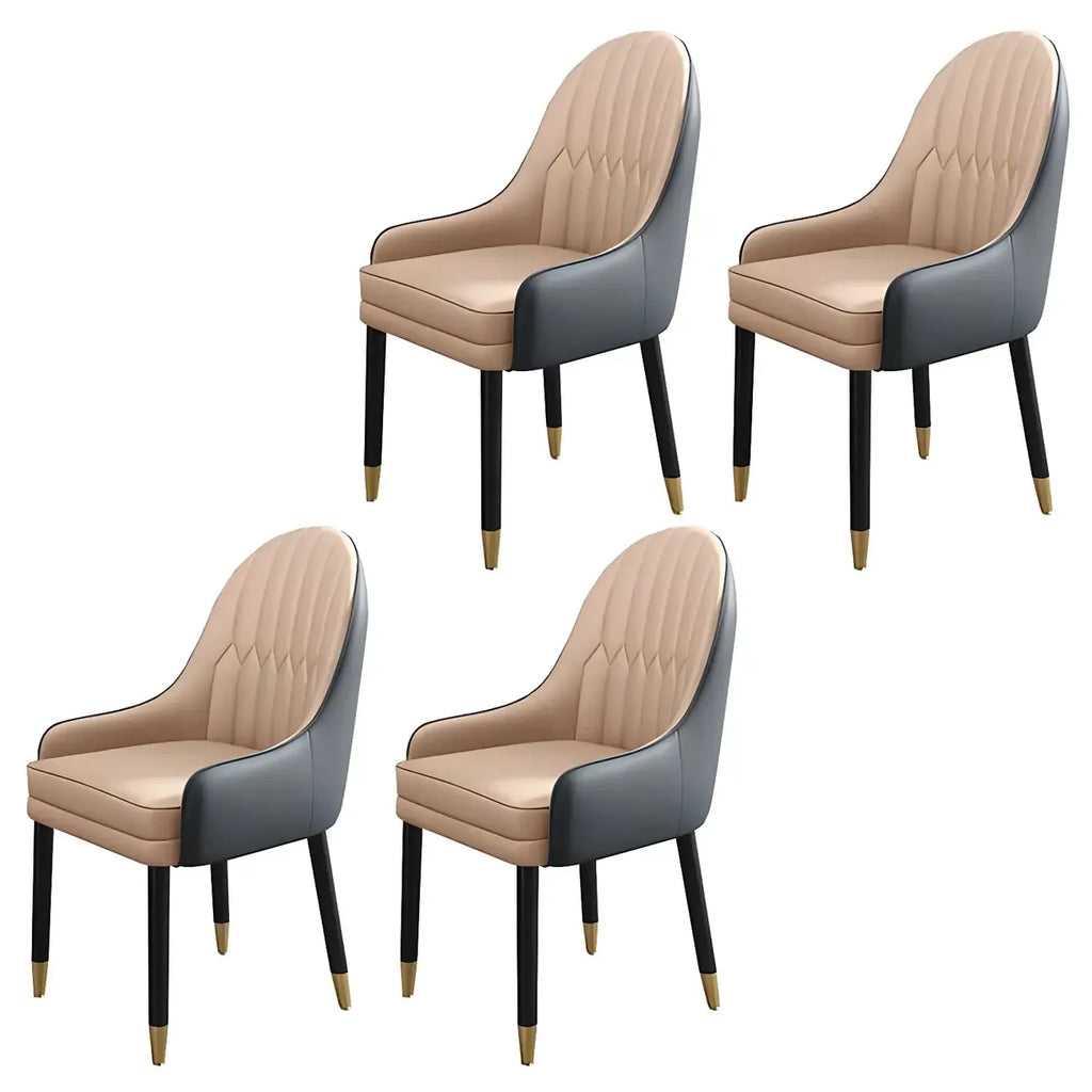 Chaise de salle à manger moderne en cuir avec accoudoirs