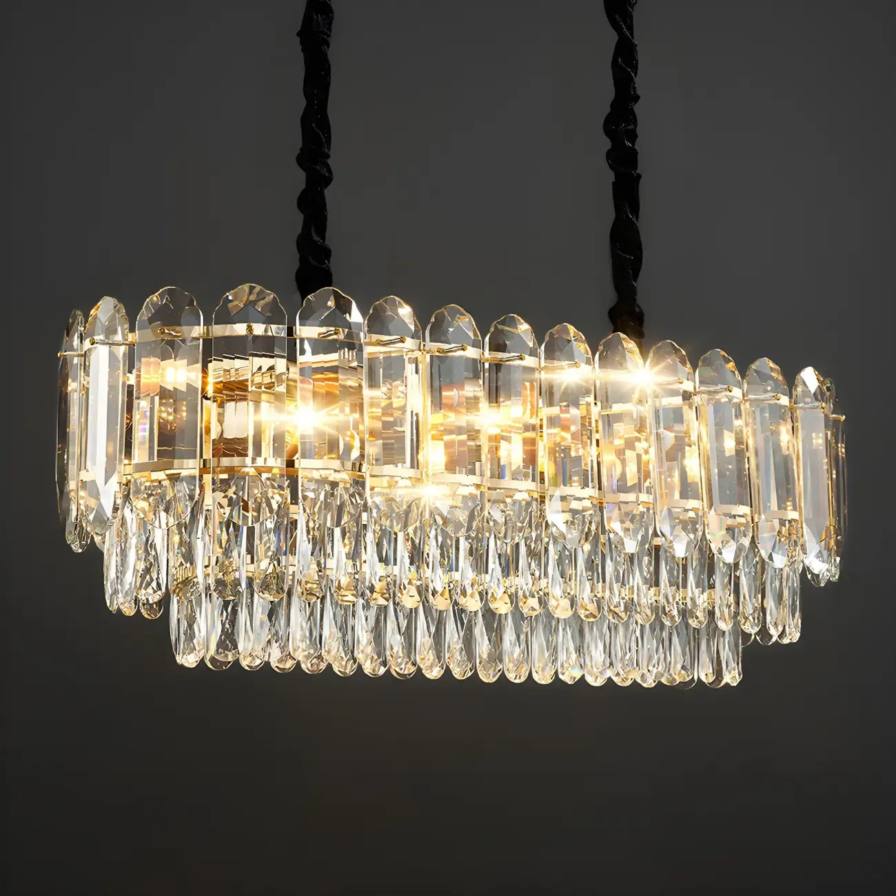 Suspension LED en cristal de luxe pour îlot de cuisine