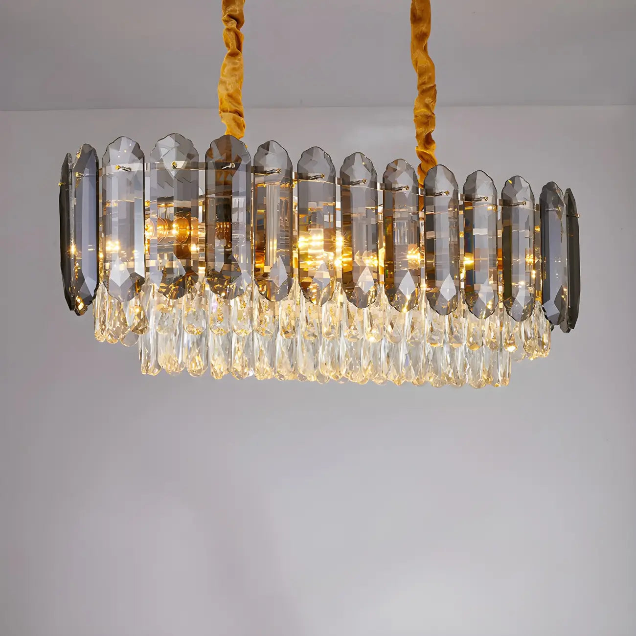 Suspension LED en cristal de luxe pour îlot de cuisine