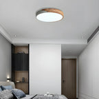 Plafonnier LED blanc rond moderne en bois encastré