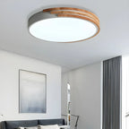 Plafonnier LED blanc rond moderne en bois encastré