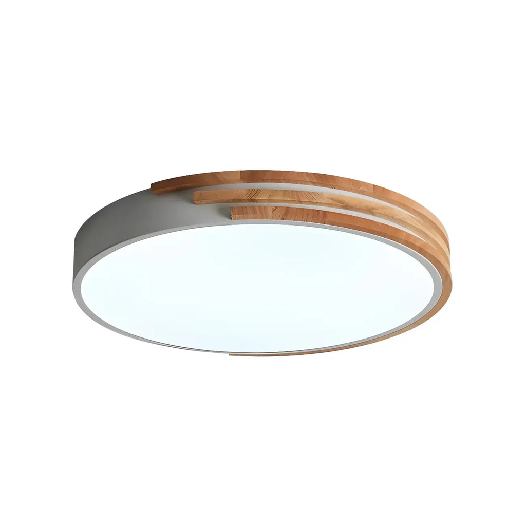 Plafonnier LED blanc rond moderne en bois encastré