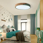Plafonnier LED blanc rond moderne en bois encastré