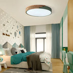 Plafonnier LED blanc rond moderne en bois encastré