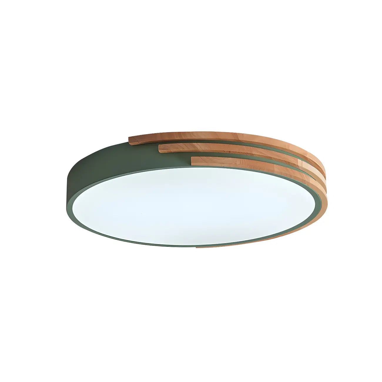 Plafonnier LED blanc rond moderne en bois encastré