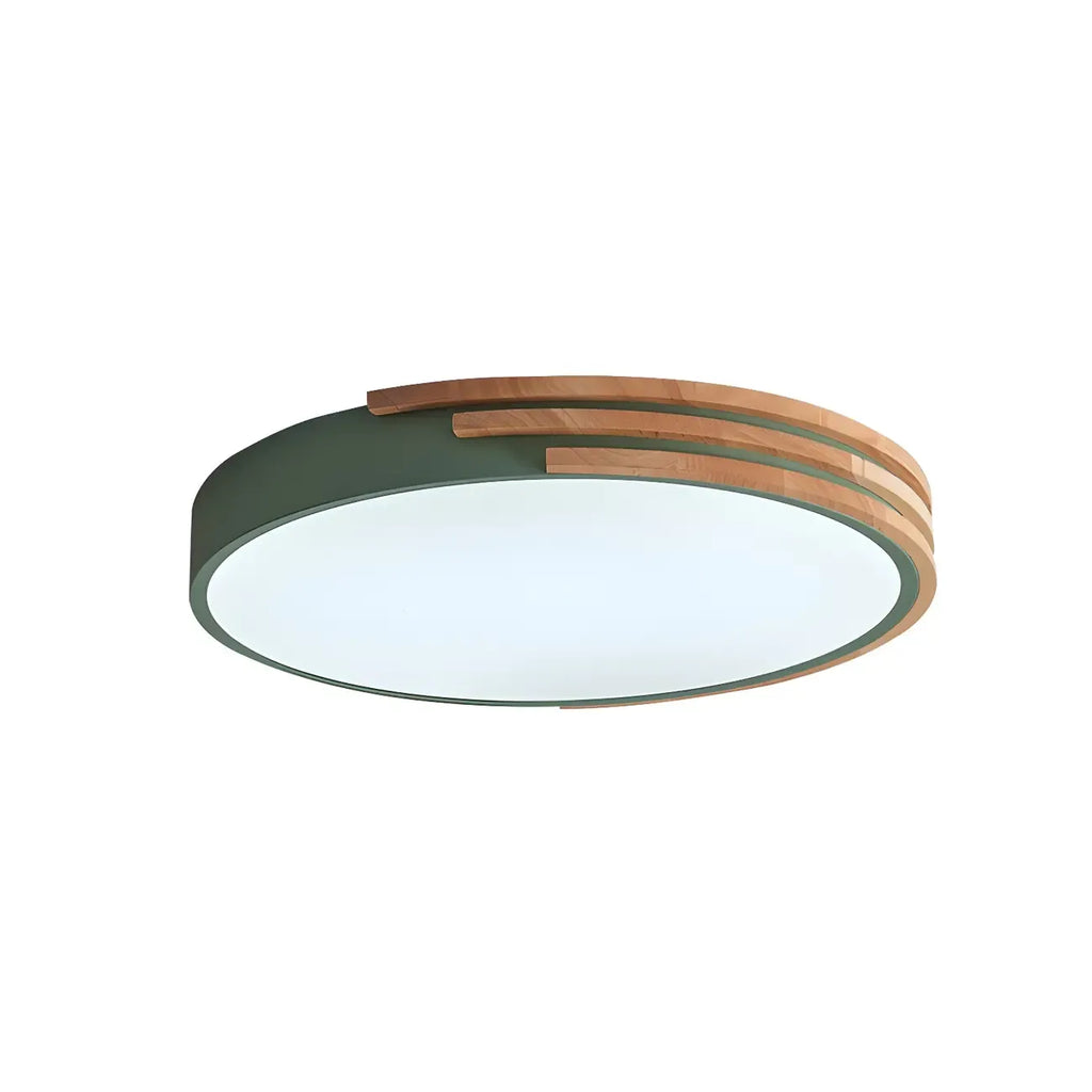 Plafonnier LED blanc rond moderne en bois encastré