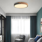 Plafonnier LED blanc rond moderne en bois encastré