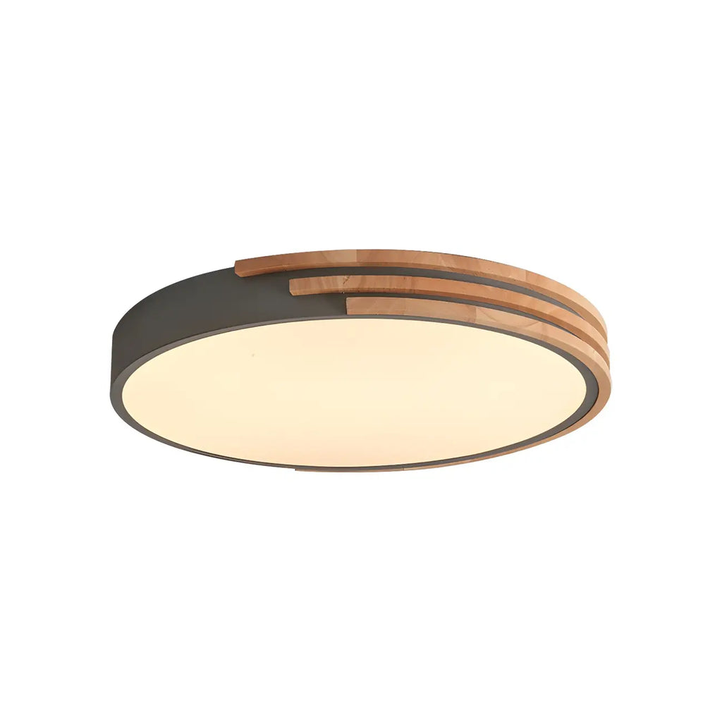 Plafonnier LED blanc rond moderne en bois encastré