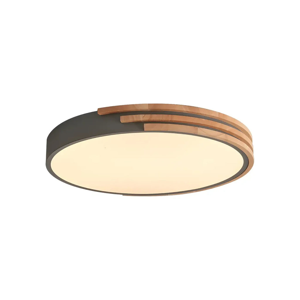 Plafonnier LED blanc rond moderne en bois encastré