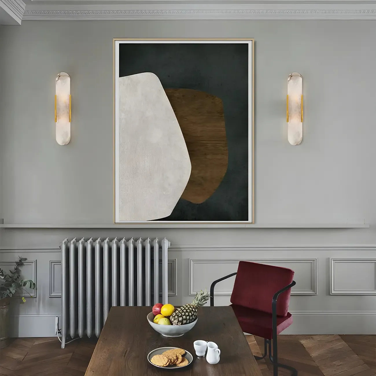 Applique murale ovale contemporaine en marbre doré