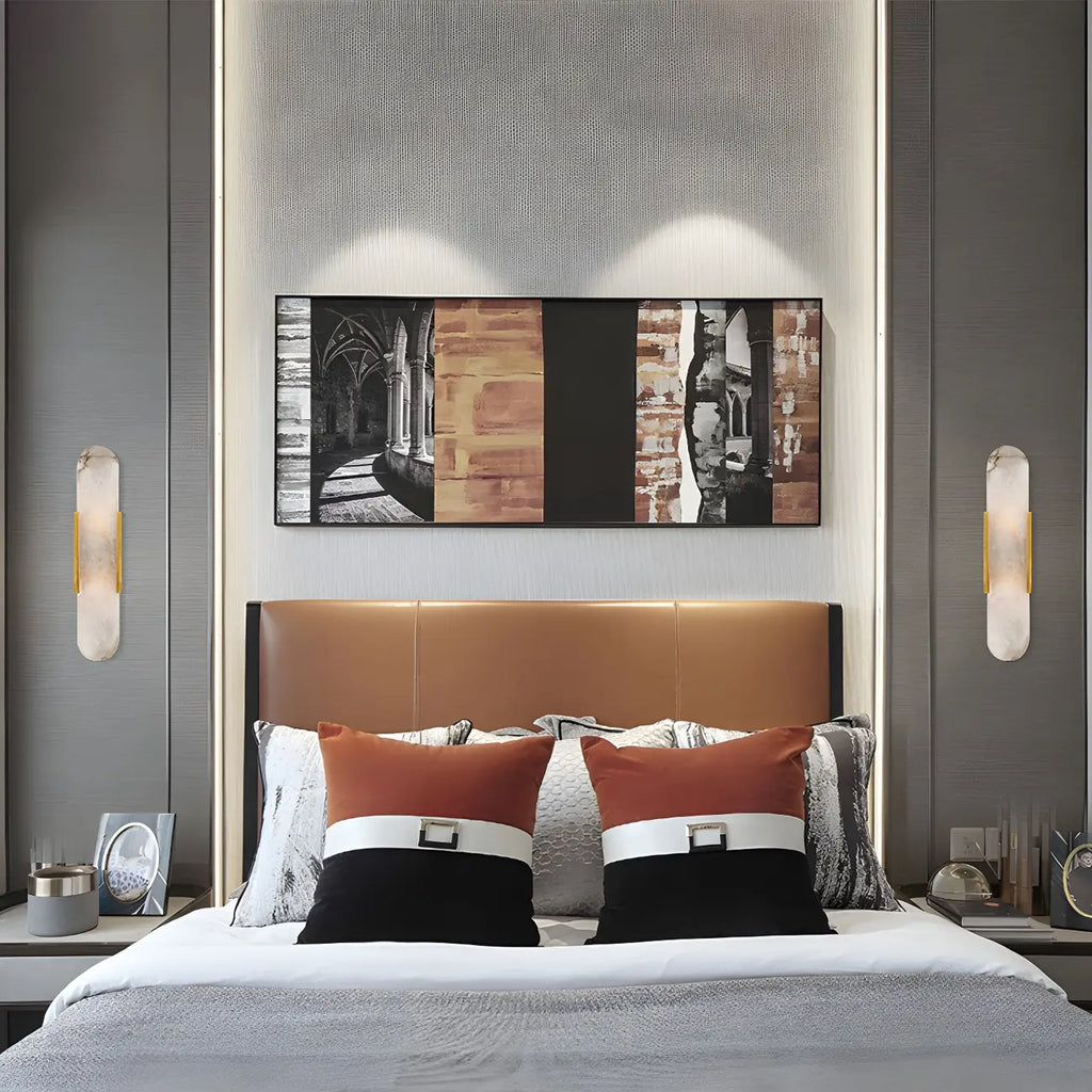 Applique murale ovale contemporaine en marbre doré