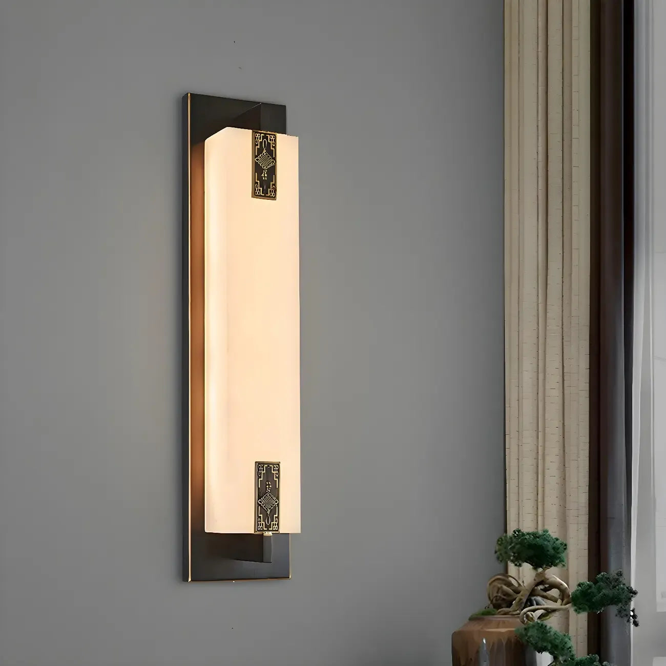 Applique murale LED rectangulaire minimaliste à intensité variable, couleur pierre ivoire