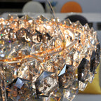 Lustre ovale moderne exquis en cristal doré pour îlot central