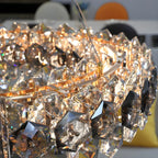 Lustre ovale moderne exquis en cristal doré pour îlot central