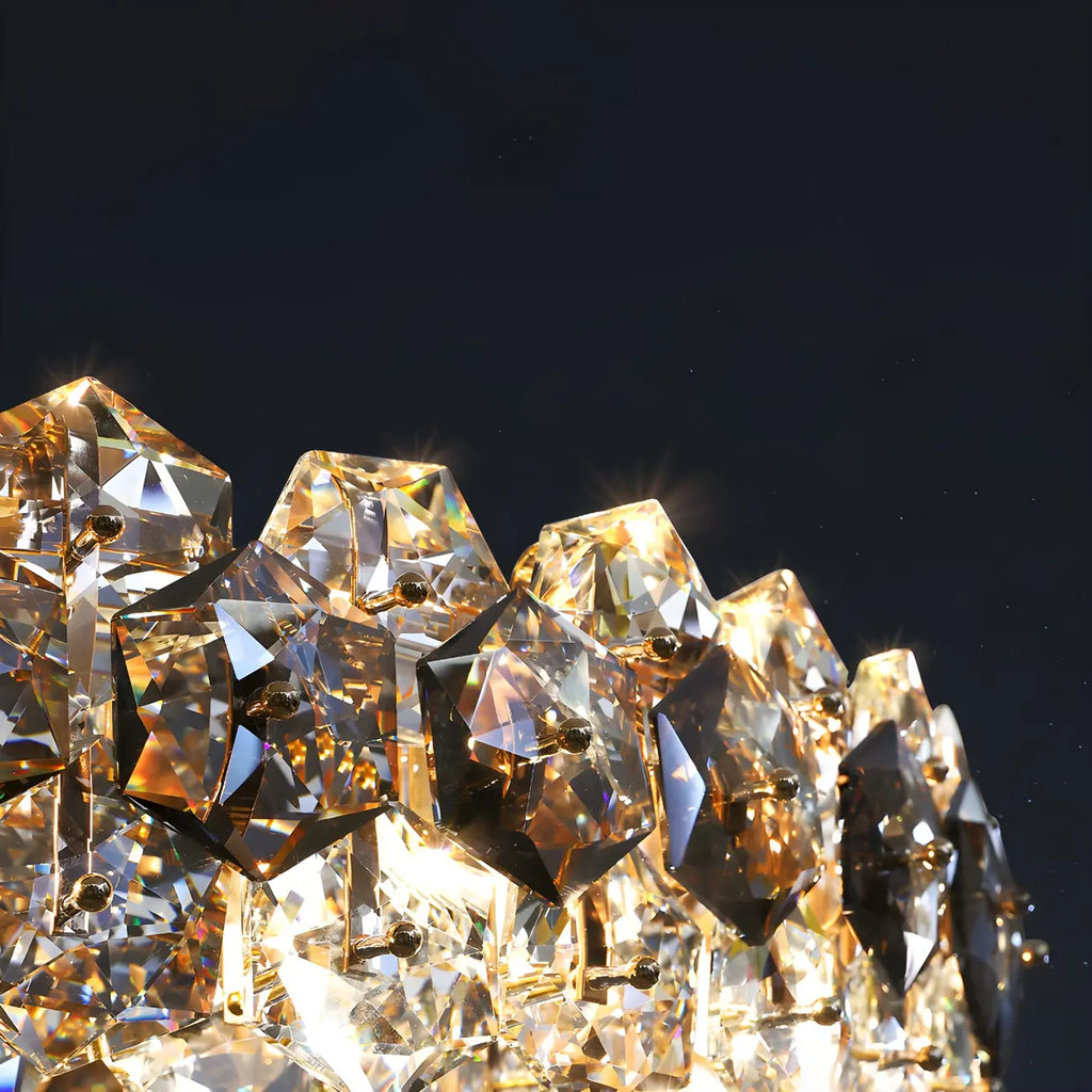 Lustre ovale moderne exquis en cristal doré pour îlot central