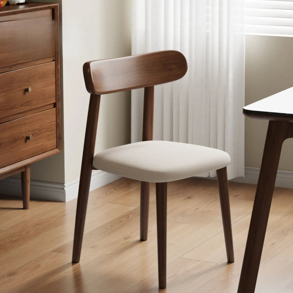 Chaise de salle à manger moderne en cuir sans accoudoirs et dossier bas