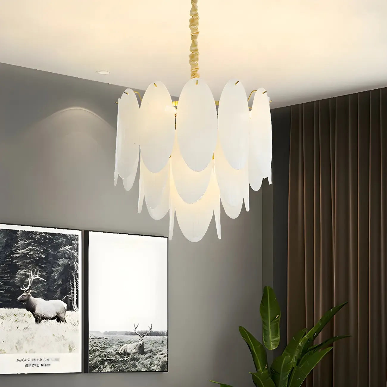 Lampadario Moderno Minimalista Ovale Bianco in Vetro