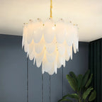 Lampadario Moderno Minimalista Ovale Bianco in Vetro