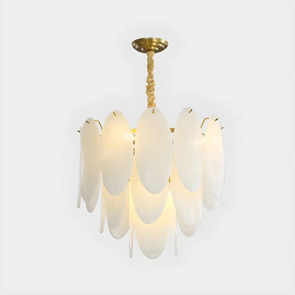 Lampadario Moderno Minimalista Ovale Bianco in Vetro