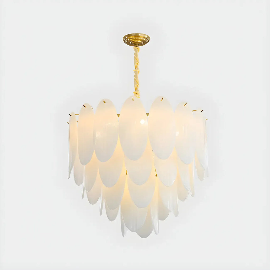 Lampadario Moderno Minimalista Ovale Bianco in Vetro
