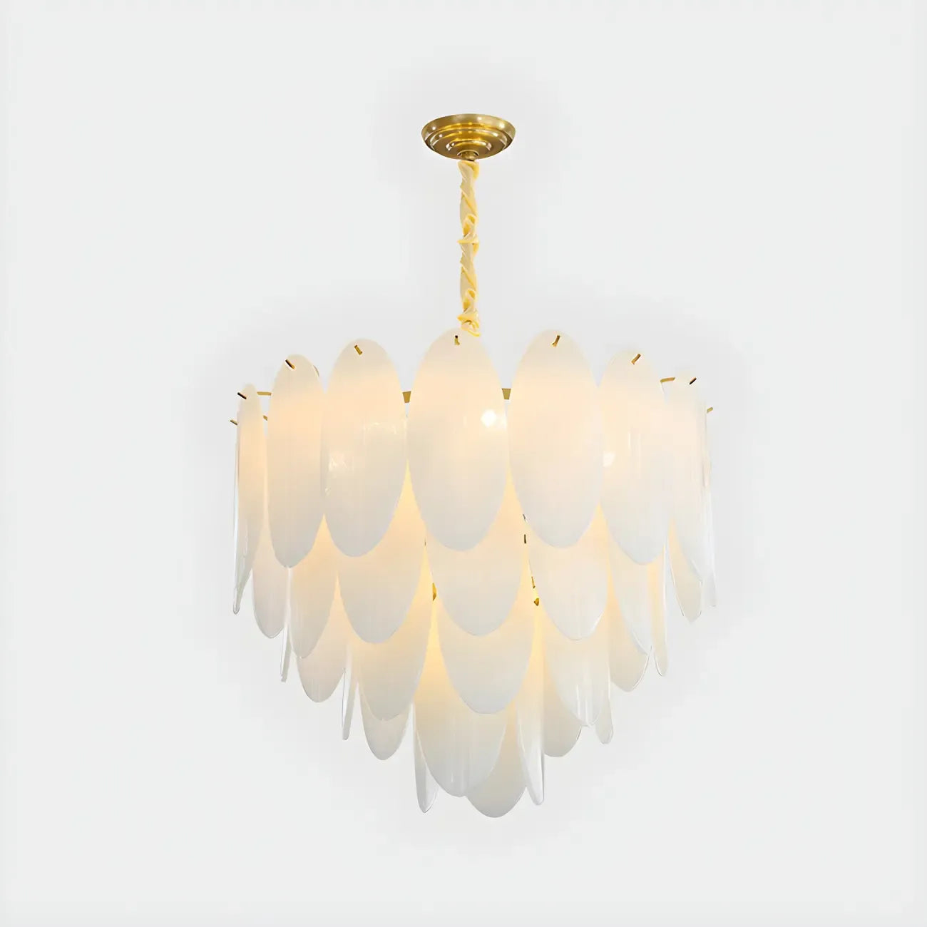 Lampadario Moderno Minimalista Ovale Bianco in Vetro