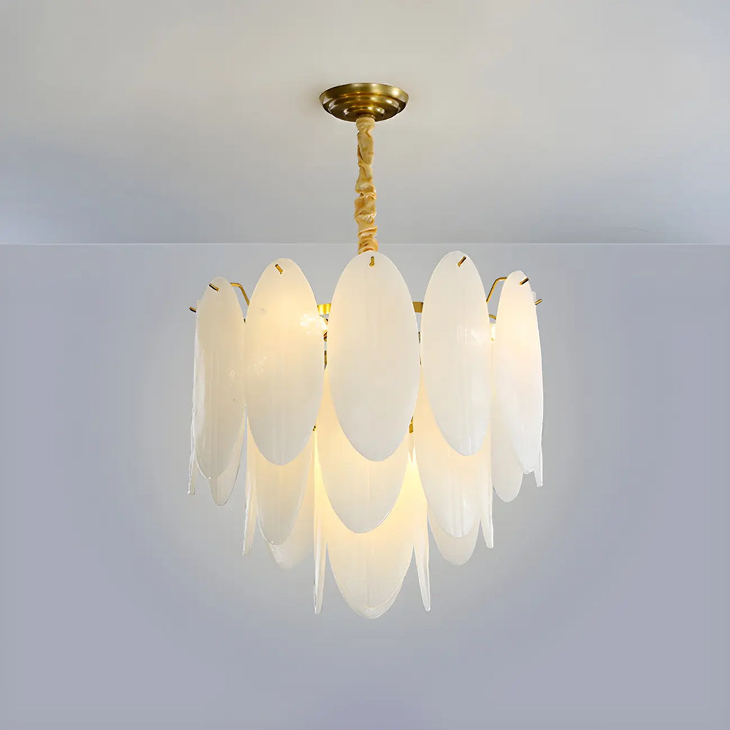 Lampadario Moderno Minimalista Ovale Bianco in Vetro