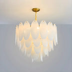 Lampadario Moderno Minimalista Ovale Bianco in Vetro