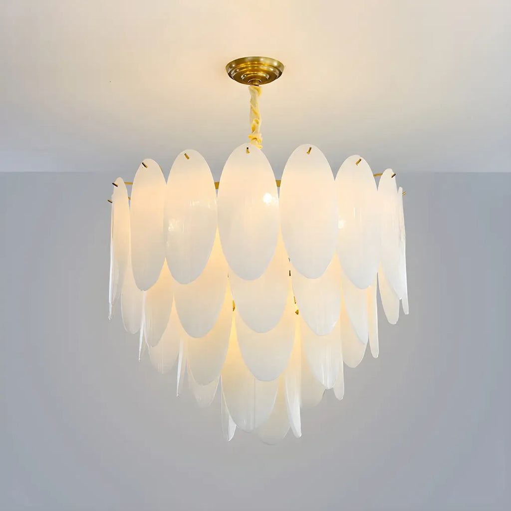 Lampadario Moderno Minimalista Ovale Bianco in Vetro