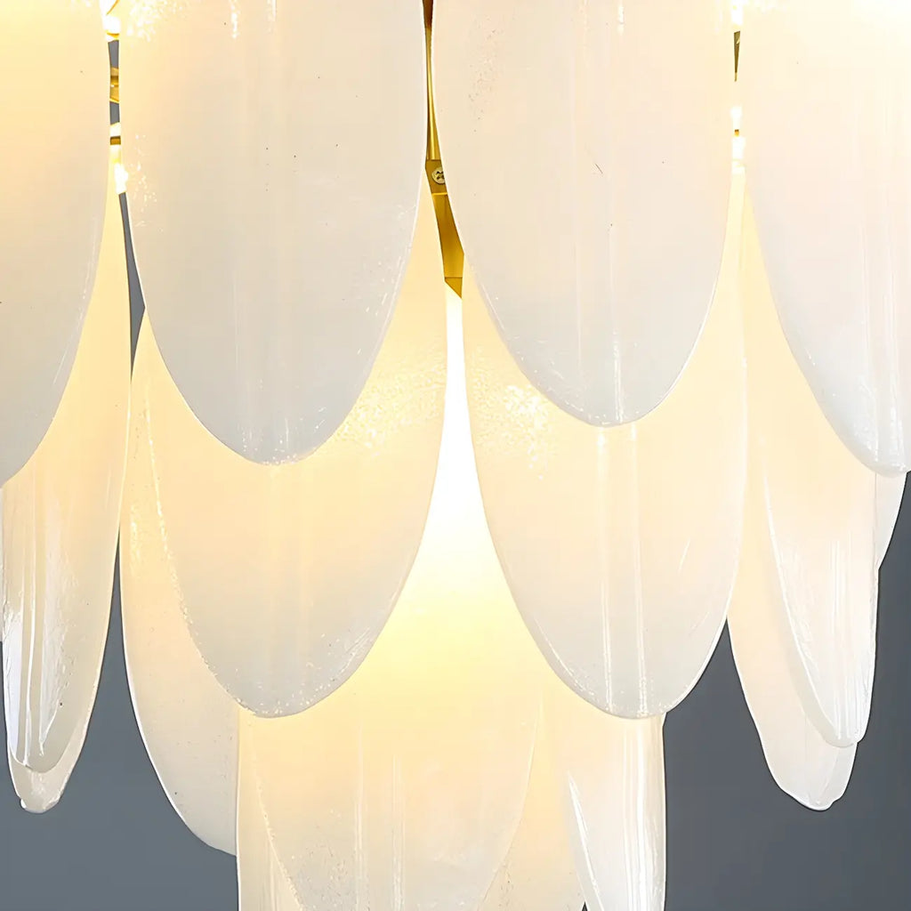 Lampadario Moderno Minimalista Ovale Bianco in Vetro