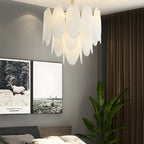 Lampadario Moderno Minimalista Ovale Bianco in Vetro