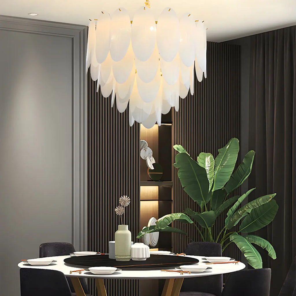 Lampadario Moderno Minimalista Ovale Bianco in Vetro