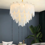 Lampadario Moderno Minimalista Ovale Bianco in Vetro