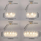Lustre rond élégant en verre blanc et plumes