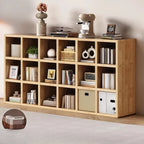 Bibliothèque horizontale moderne en bois à 8 cubes, finition naturelle
