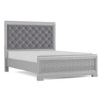 Ensemble de chambre à coucher Seleena Glam Silver Wood 5 pièces avec panneaux capitonnés et port USB par Furniture of America
