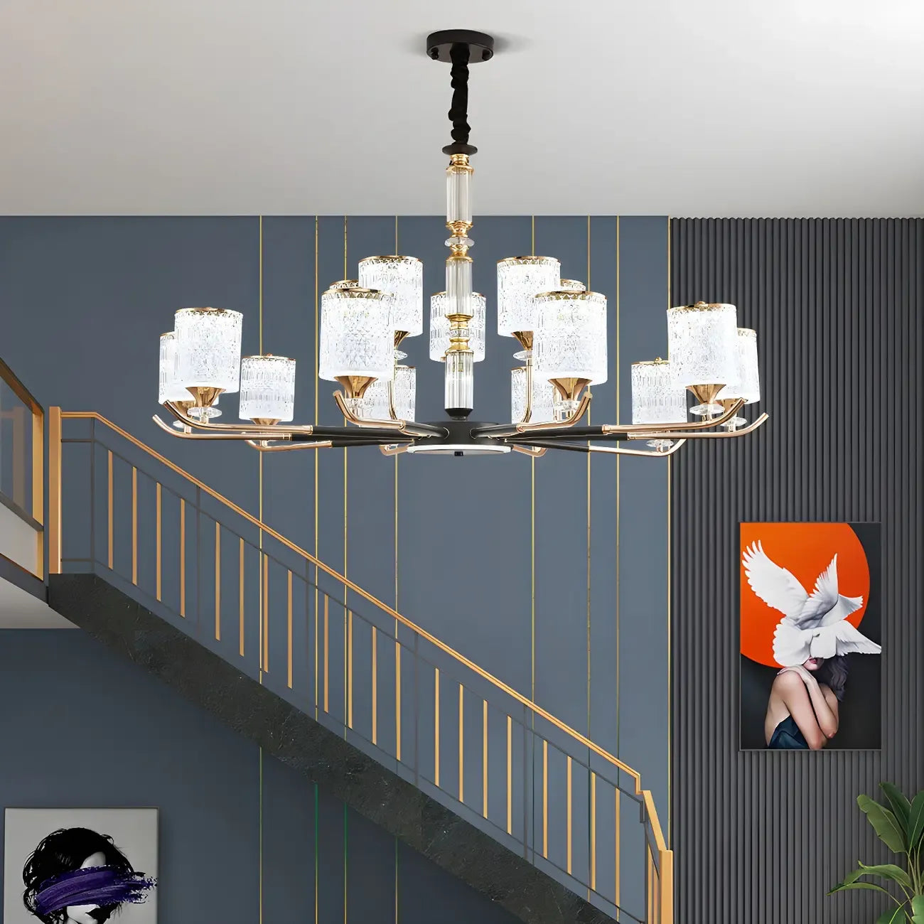 Lustre cylindrique vintage en acrylique, suspension idéale pour restaurant.