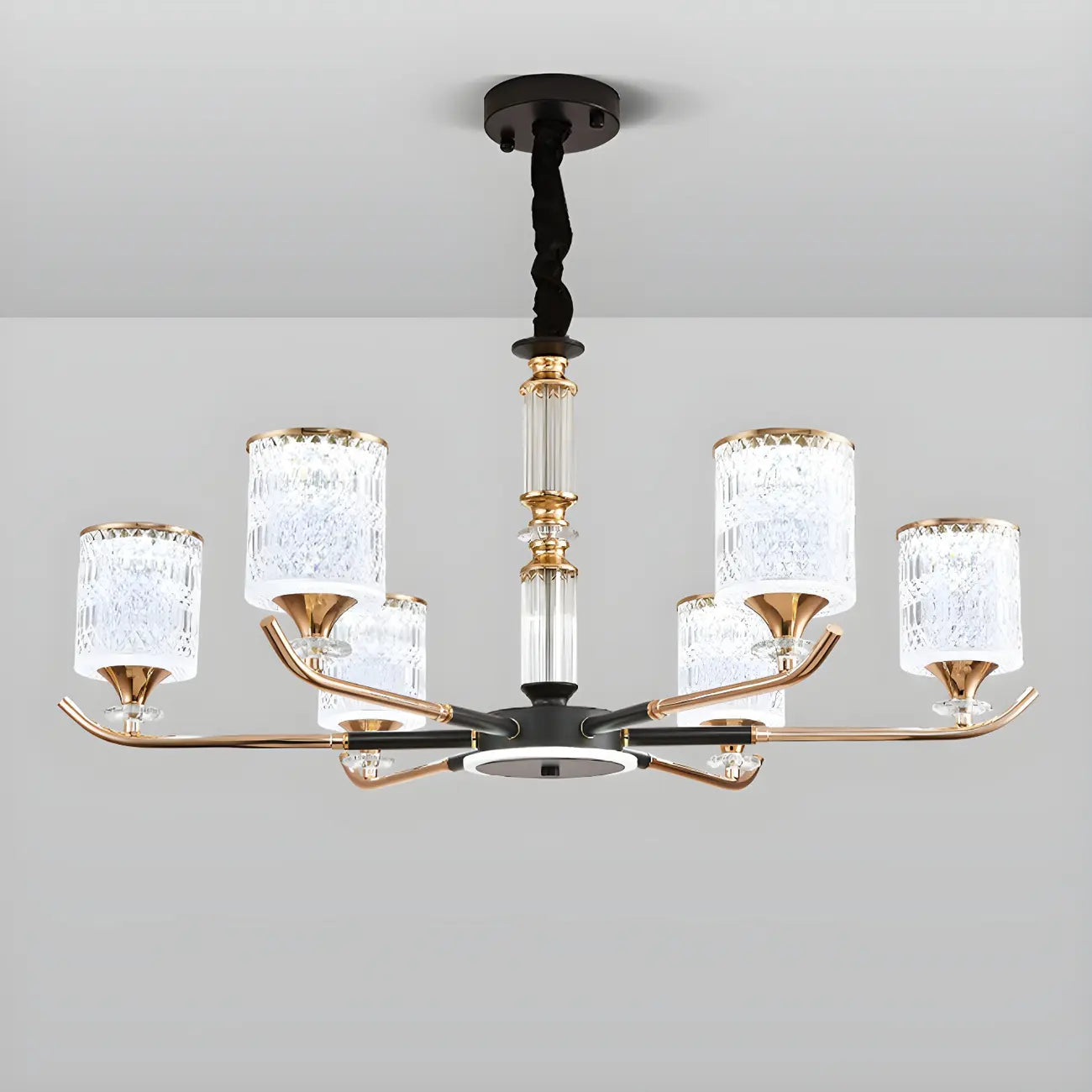 Lustre cylindrique vintage en acrylique, suspension idéale pour restaurant.