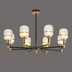 Lustre Sputnik moderne en verre prismatique noir et or